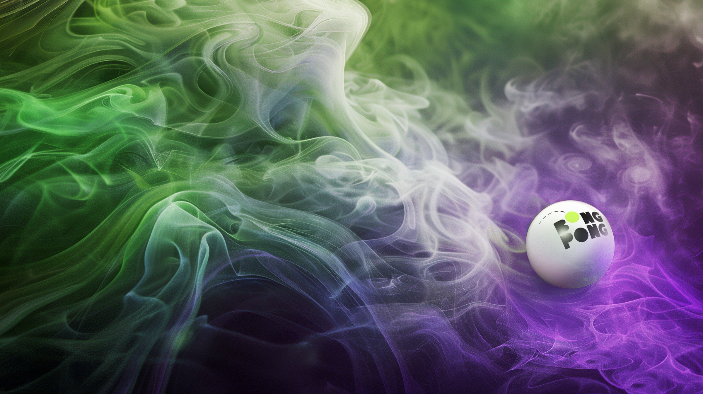 green and purple smoke ball